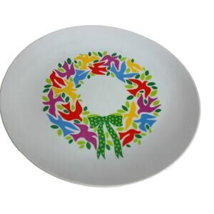 Vintage Toscany Greetings Dove Wreath Serving Platter Cake Plate 12" Christmas